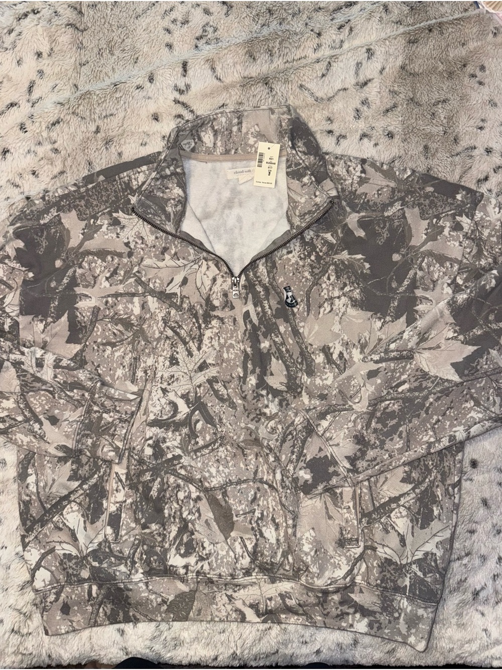 Brand New Men's Camouflage Quarter-Zip Pullover - Tan & Gray
